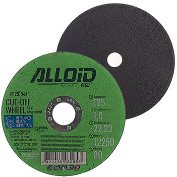 Круг отрезной по металлу Alloid 41 14А 125x1,0x22,23 мм (W12510-M)