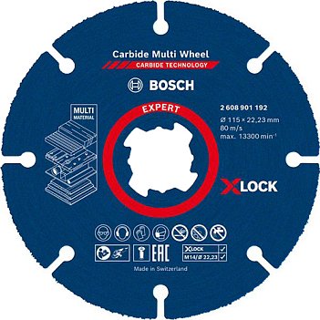 Круг отрезной по дереву Bosch X-LOCK Carbide 115x1,0x22,23мм (2608901192)