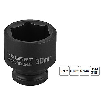 Головка торцева 6-гранна ударна Hoegert Cr-Mo 1/2" 30 мм (HT4R080)