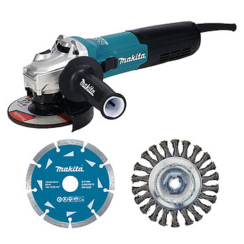 Угловая шлифмашина Makita + диск алмазный + щетка проволочная (SET-GA5092X01-0525) Угловая шлифмашина Makita + диск алмазный + щетка проволочная (SET-GA5092X01-0525)