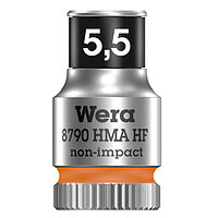 Головка торцевая 6-гранная WERA Zyklop 8790 HMA HF Cr-V 1/4" 5,5 мм с фиксирующей функцией (05003720001)