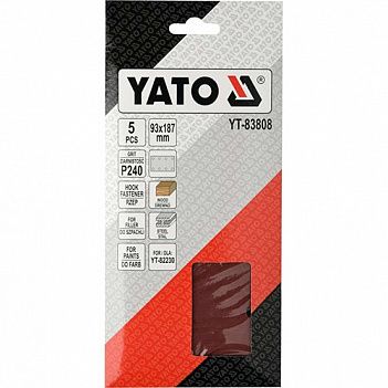 Шліфувальний папір Yato 93х187 мм Р240 5 шт (YT-83808)