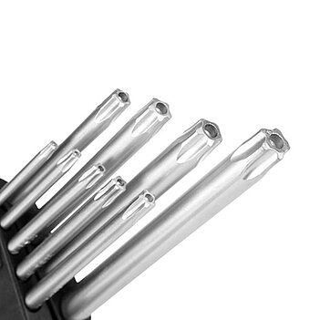 Набор ключей Torx Г-образных удлиненных с отверстием TOPEX Cr-V 9 ед. (35D951)