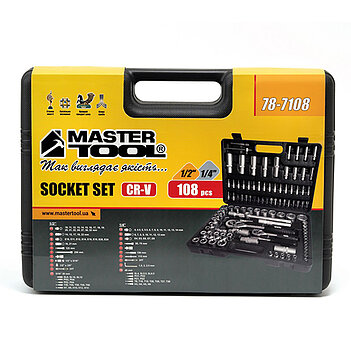 Набор инструмента MASTERTOOL Cr-V 1/4", 1/2" 108 ед. 6PT (78-7108)