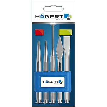 Набір кернерів і зубил Hoegert Cr-V 5 шт. (HT3B713)