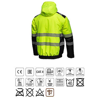 Куртка утеплена сигнальна Hoegert MILA розмір XXL/56 (HT5K347-2XL)