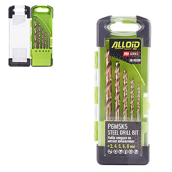 Набор сверл по металлу Alloid Pro Р6М5K5 5 шт. (DB-355308)