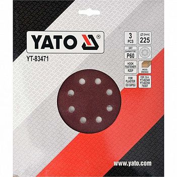 Шліфувальний круг Yato 225 мм P60 3 шт (YT-83471)