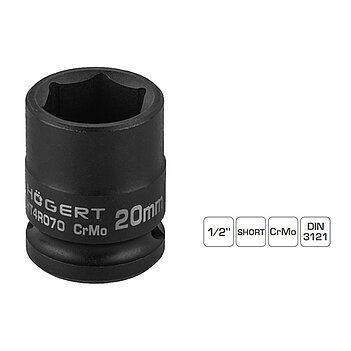 Головка торцевая 6-гранная ударная Hoegert Cr-Mo 1/2" 20 мм (HT4R070)