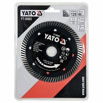 Диск алмазный турбо Yato 125x22.2x1.3мм (YT-59982)