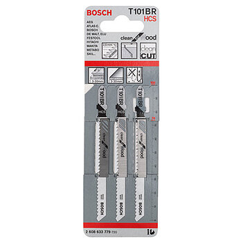 Полотно пиляльне по дереву Bosch T 101 BR Clean for Wood 100 мм 3 шт. (2608633779)