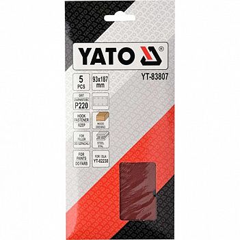 Шліфувальний папір Yato 93х187 мм Р220 5 шт (YT-83807)