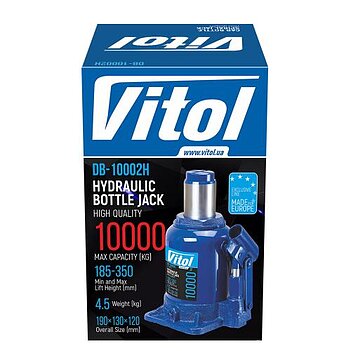 Домкрат гидравлический бутылочный VITOL 10 т (DB-10002H)