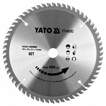 Диск пиляльний по дереву Yato 165x16x1,5 мм (YT-60592)