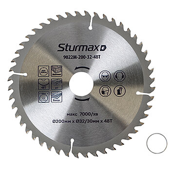 Диск пиляльний по дереву Sturmax 200x32/30 мм (9022M-200-32-48T)