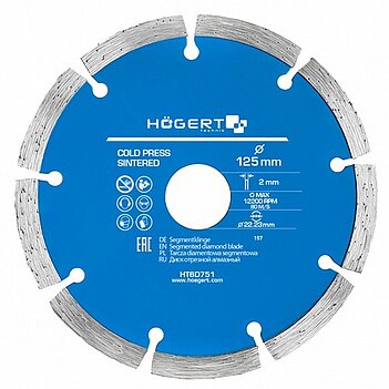 Диск алмазный сегментированный Hoegert 125х22,23х2,0 мм (HT6D751)