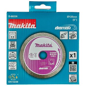 Диск алмазный сплошной Makita DIAMAK 125x1,8х22,23мм 1шт (D-80226)