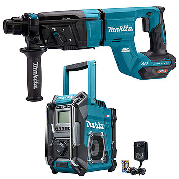 Перфоратор аккумуляторный Makita + радиоприемник аккумуляторный (SET-HR007GZ-0725) - без аккумулятора и зарядного устройства Перфоратор аккумуляторный Makita + радиоприемник аккумуляторный (SET-HR007GZ-0725) - без аккумулятора и зарядного устройства