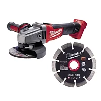 Кутова шліфмашина Milwaukee M18 CAG125X-0 + диск алмазний 10 шт. (4932479674) - без акумулятора та зарядного пристрою