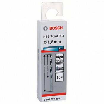 Сверло по металлу Bosch HSS PointTeQ 1,8x46мм 10шт (2608577186)