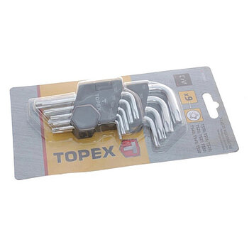 Набір ключів Torx Г-подібних укорочених з отвором TOPEX Cr-V 9 шт. (35D950)
