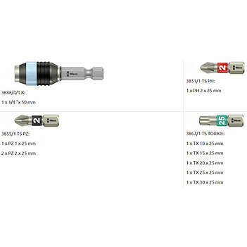 Набор бит WERA Bit-Check 10 Stainless 1 1/4" 6 шт. (05071110001)