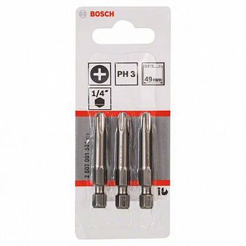 Бита Phillips Bosch Extra Hard 1/4" PH3 3шт (2607001531)