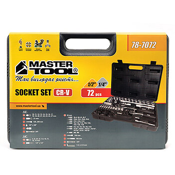 Набір інструментів MASTERTOOL Cr-V 1/4", 1/2" 72 шт. 6PT (78-7072)