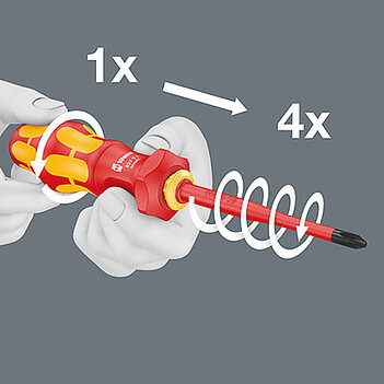 Отвертка-битодержатель диэлектрическая WERA 827 T i Kraftform Kompakt Turbo 9 мм VDE 1000V (05057481001)