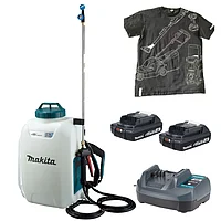 Обприскувач акумуляторний Makita LXT 15,0 л + акумулятор 2 шт. + зарядний пристрій + футболка XL (SET-DUS158Z-XL-0726)
