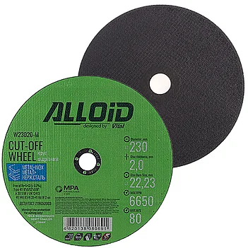 Круг отрезной по металлу Alloid 41 14А 230x2,0x22,23 мм (W23020-M)