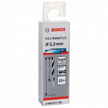 Сверло по металлу Bosch HSS PointTeQ 2,2x53мм 10шт (2608577190)