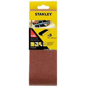 Шлифовальная лента Stanley 75x457мм P100 3шт. (STA33106)