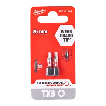 Бита ударная Torx Milwaukee Shockwave Impact Duty 1/4" TX9 2 шт. (4932471569)