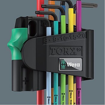 Набір ключів Torx / Torx Ball Г-образных WERA 967/9 TX BO Multicolour 1 9 шт. з отвором і кулею, з магнітизатором (05024335001)