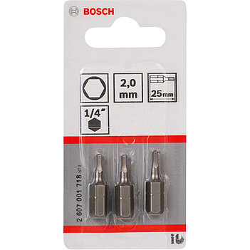 Бита Hex Bosch Extra Hard 1/4" 2,0 мм 3 шт. (2607001718)