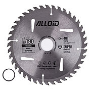 Диск пиляльний по дереву Alloid 190х30,0/25,40 мм (WS-19040)