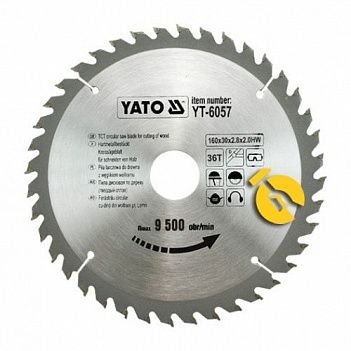 Диск пиляльний по дереву і пластику Yato 160х30х2,0 мм (YT-6057)