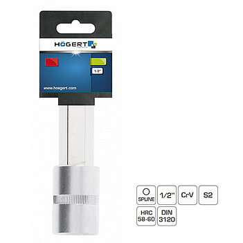 Головка торцевая с битой Spline удлиненная Hoegert 1/2" M17 (HT1S597)