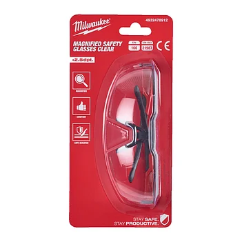 Очки защитные Milwaukee MAGNIFIED с зоной коррекции +2,5 (4932478912)