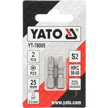 Бита Pozidriv Yato 1/4" PZ3 2 шт. (YT-78005)