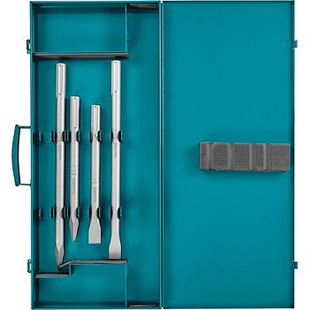 Перфоратор аккумуляторный Makita + аккумулятор + зарядное устройство + набор зубил 4 шт. (SET-HR005GZ01-1125)