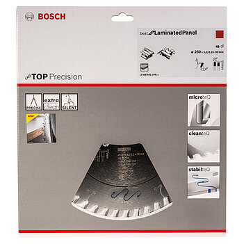 Диск пильный по паркету (ламинированные панели) Bosch Top Precision Best for Laminated Panel Abrasive 250x30х2,2мм (2608642104)