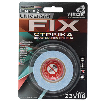 Скотч двухсторонний Virok Universal Fix 19 мм х 2 м 1 шт. (23V118)