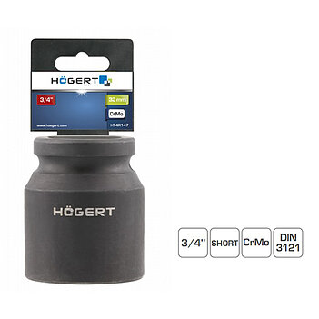 Головка торцевая 6-гранная ударная Hoegert Cr-Mo 3/4" 32 мм (HT4R147)
