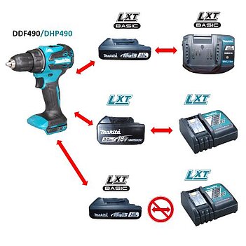 Акумуляторний ударний дриль-шурупокрут Makita LXT Basic (DDF490WV)