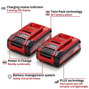 Аккумулятор Li-Ion Einhell Power-X-Change Plus Twinpack 18,0В 3,0 А/ч 2 шт. (4511631)