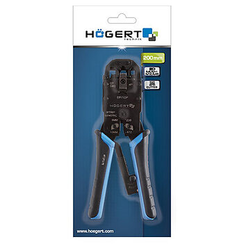 Кліщі обтискні для телефонних наконечників Hoegert 200 мм (HT1P170)