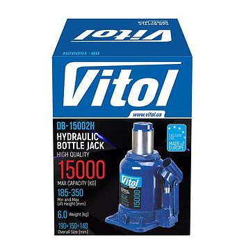 Домкрат гидравлический бутылочный VITOL 15 т (DB-15002H)