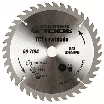 Диск пиляльний по дереву MASTERTOOL 185х1,3х20,00 мм + адаптер 20-16 мм (08-7194)